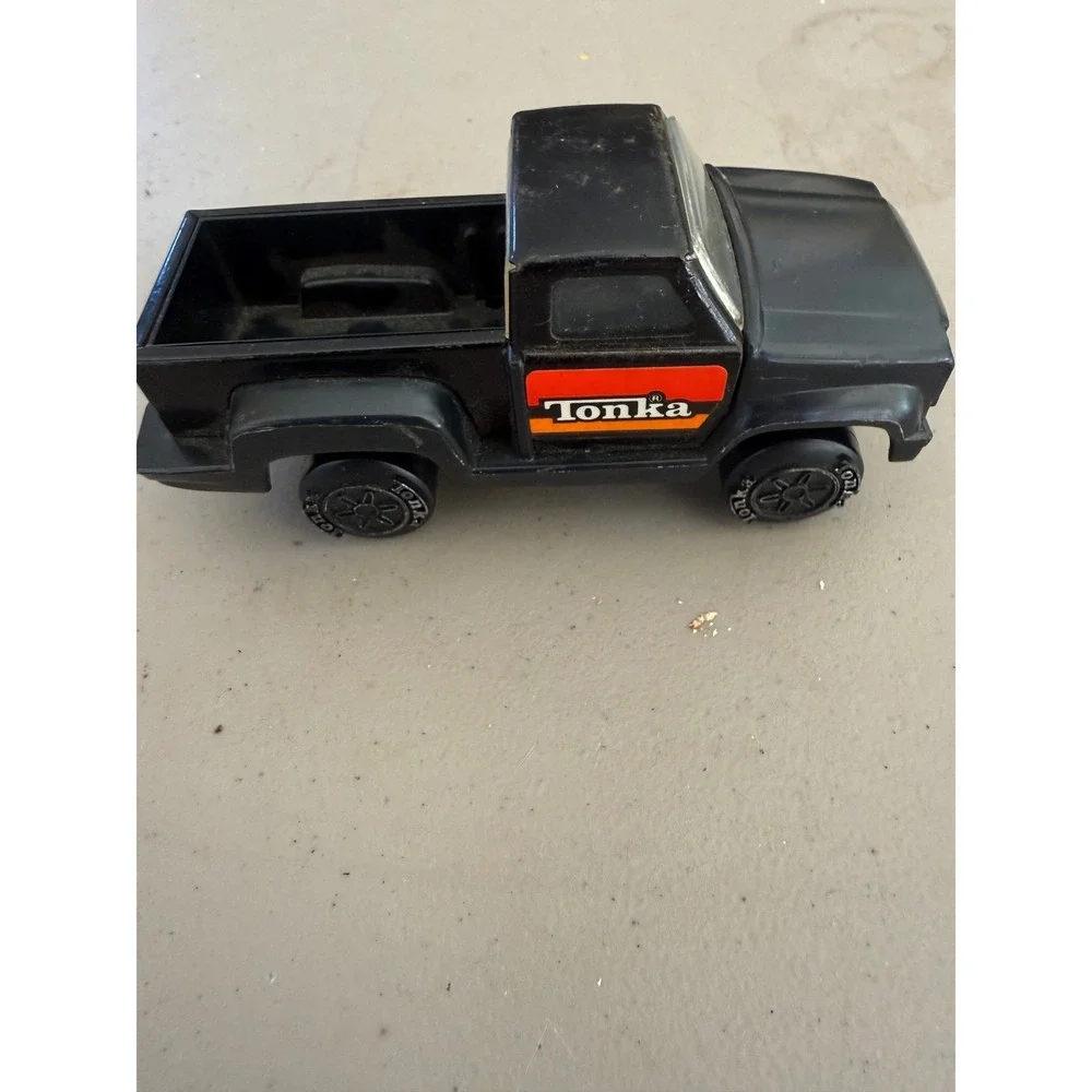 Vintage Tonka Black Plastic Pickup Truck Toy Orange Red‎ Decals Made in USA